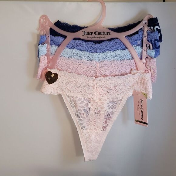 BRAND NEW JUICY COUTURE 5PK DESIGN LACE THONG PANTIE  INTIMATES SETS - Picture 2 of 16